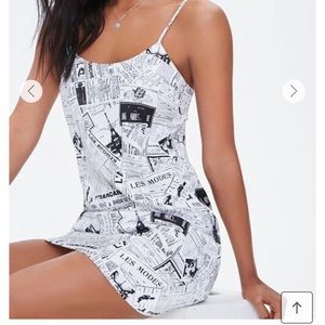 Newspaper print mini dress